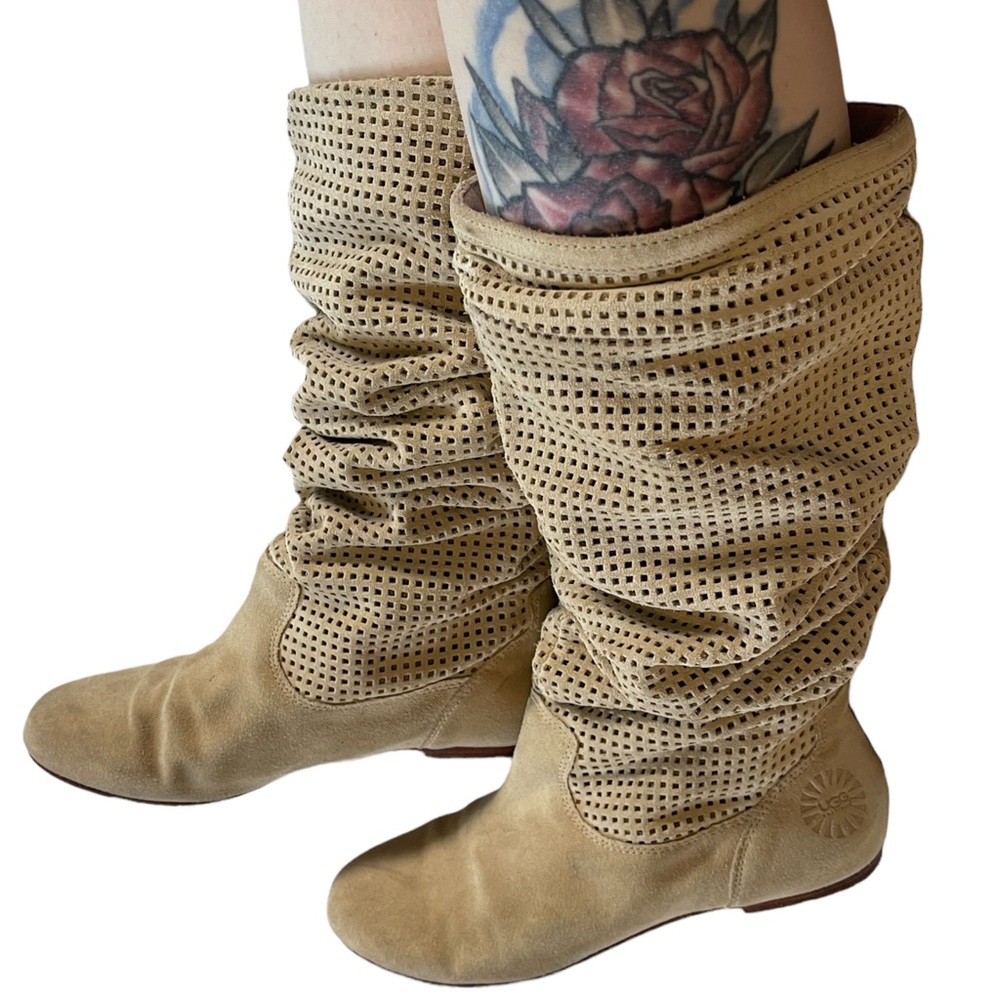 UGG Australia UGG Abilene Slouch Perforated Suede Boots 7.5